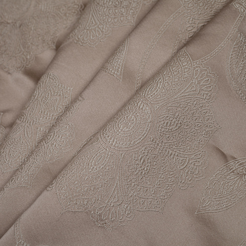 Dark Beige and Light Beige Floral Satin Jaquard Folded