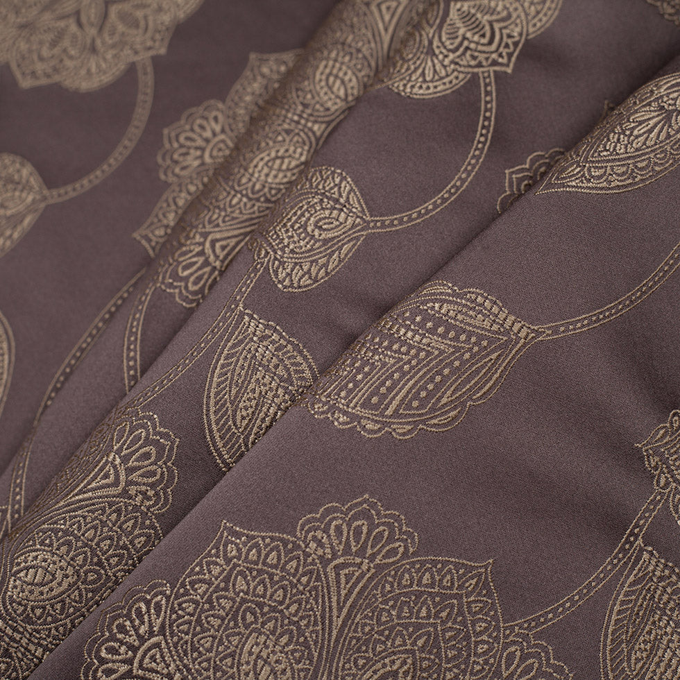 Gold and Brown Floral Satin Jacquard - Folded