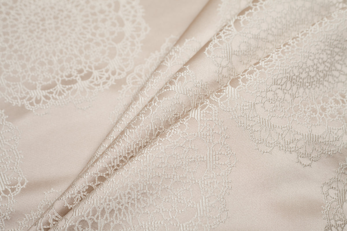 Champagne and Pale Gold Satin Jacquard Folded