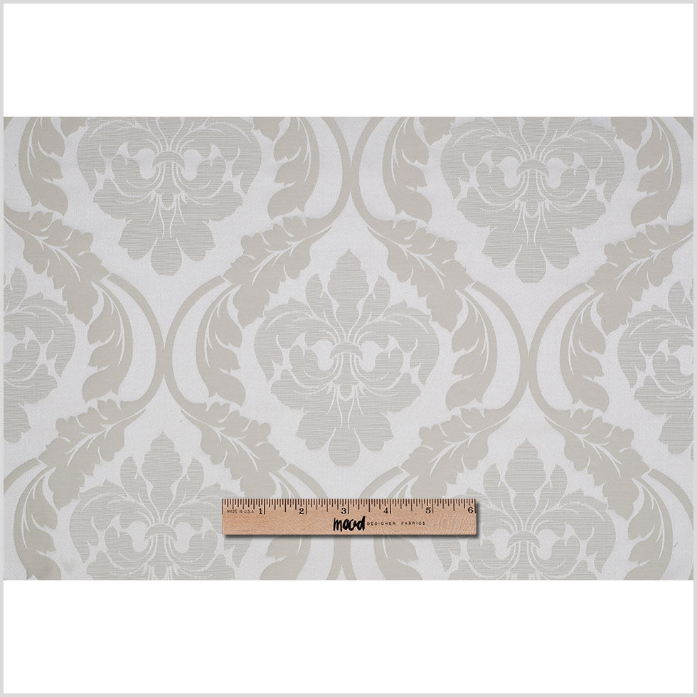 Pale Gold Floral Damask-Pattern Satin Jacquard - Full