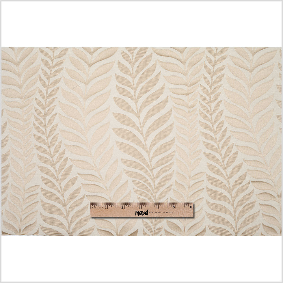 Beige and Light Beige Leafy Satin Jaquard - Full