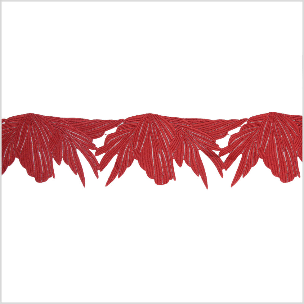 5 Metallic Burgundy Red Lace Trim