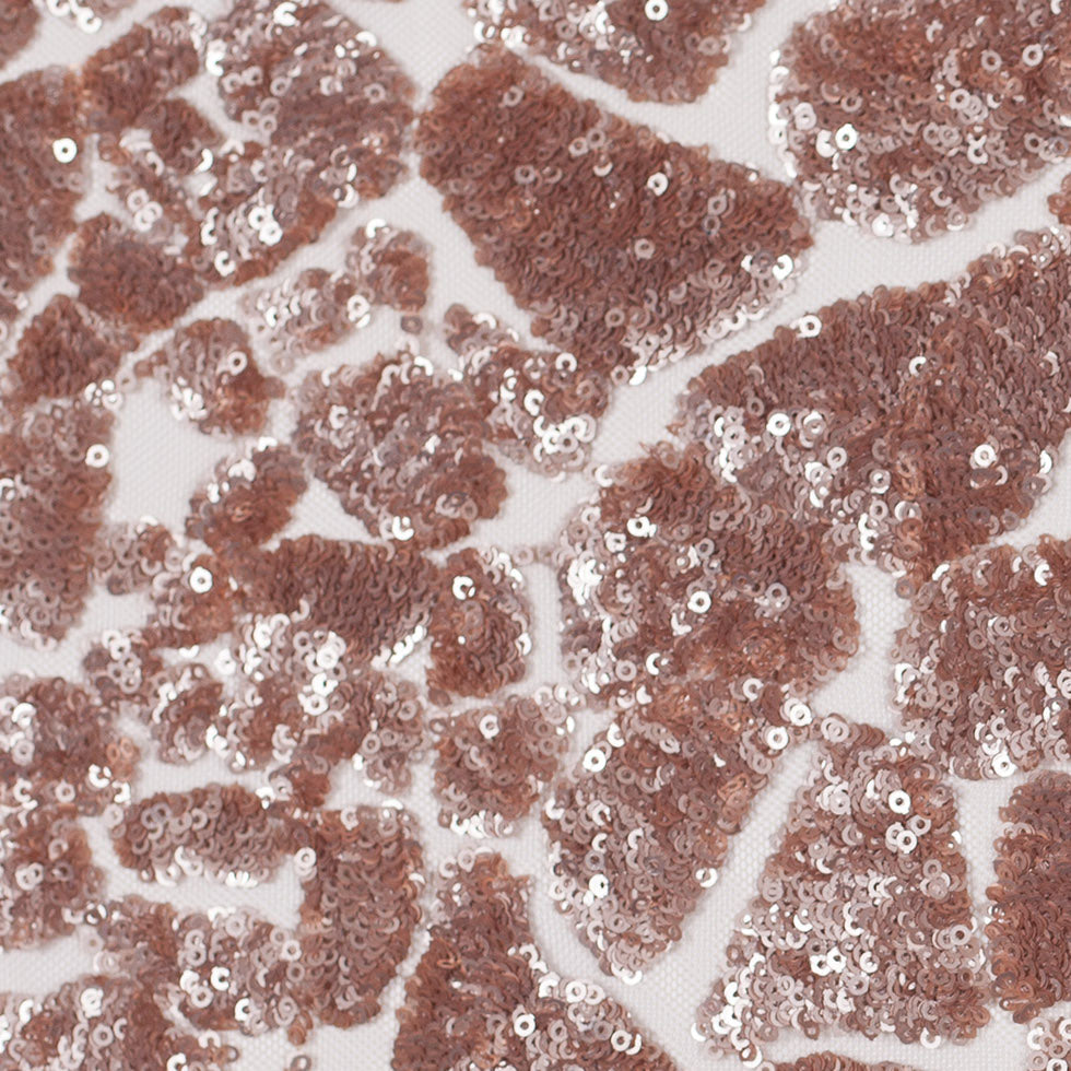 Rose Gold Baby Sequins "Splotches" on Mesh Detail
