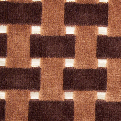Chocolate Lattice Work Cut Velvet Home Decor Fabric - Detail