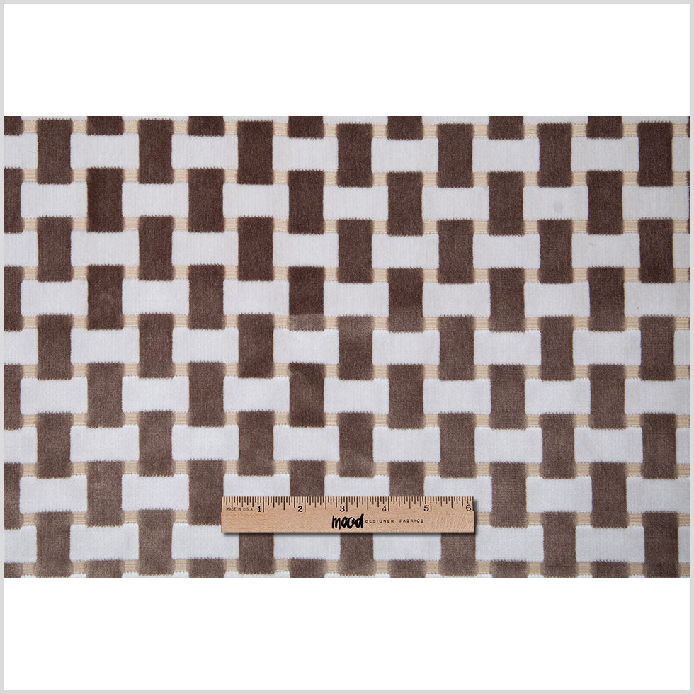 Pewter Lattice Work Cut Velvet Home Decor Fabric Full