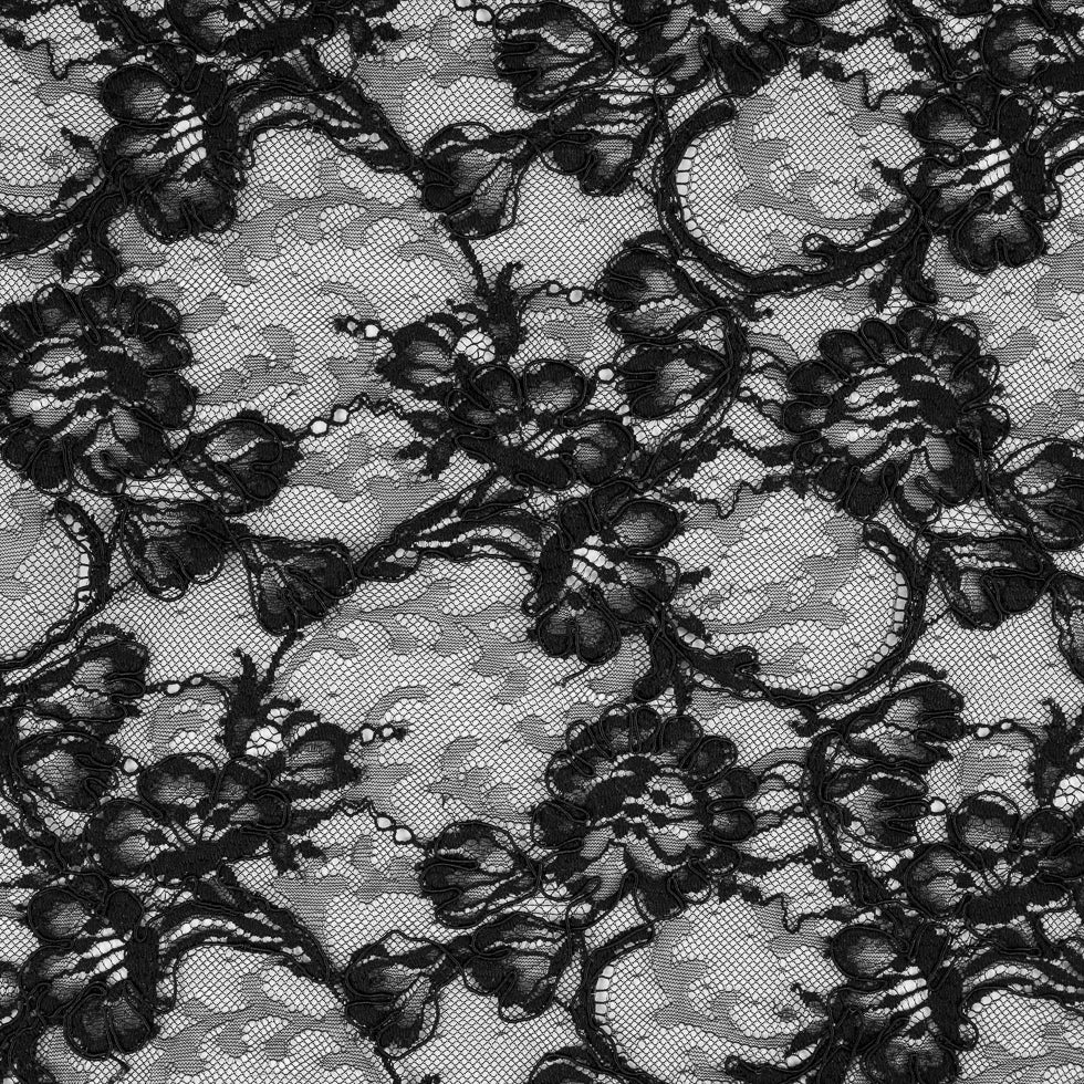 Black Floral Corded Lace