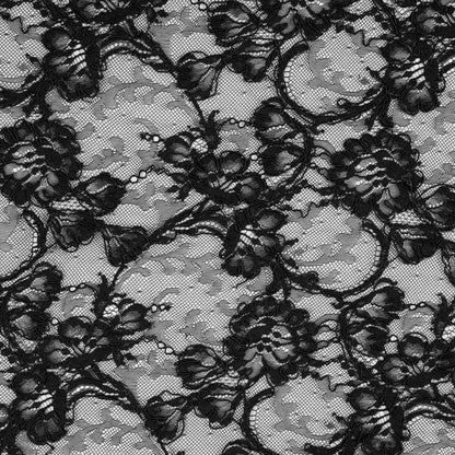 Black Floral Corded Lace