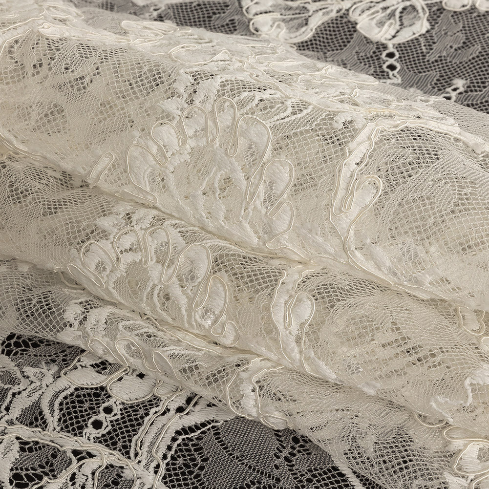 Corded Lace - Sweet Corn Floral Folded