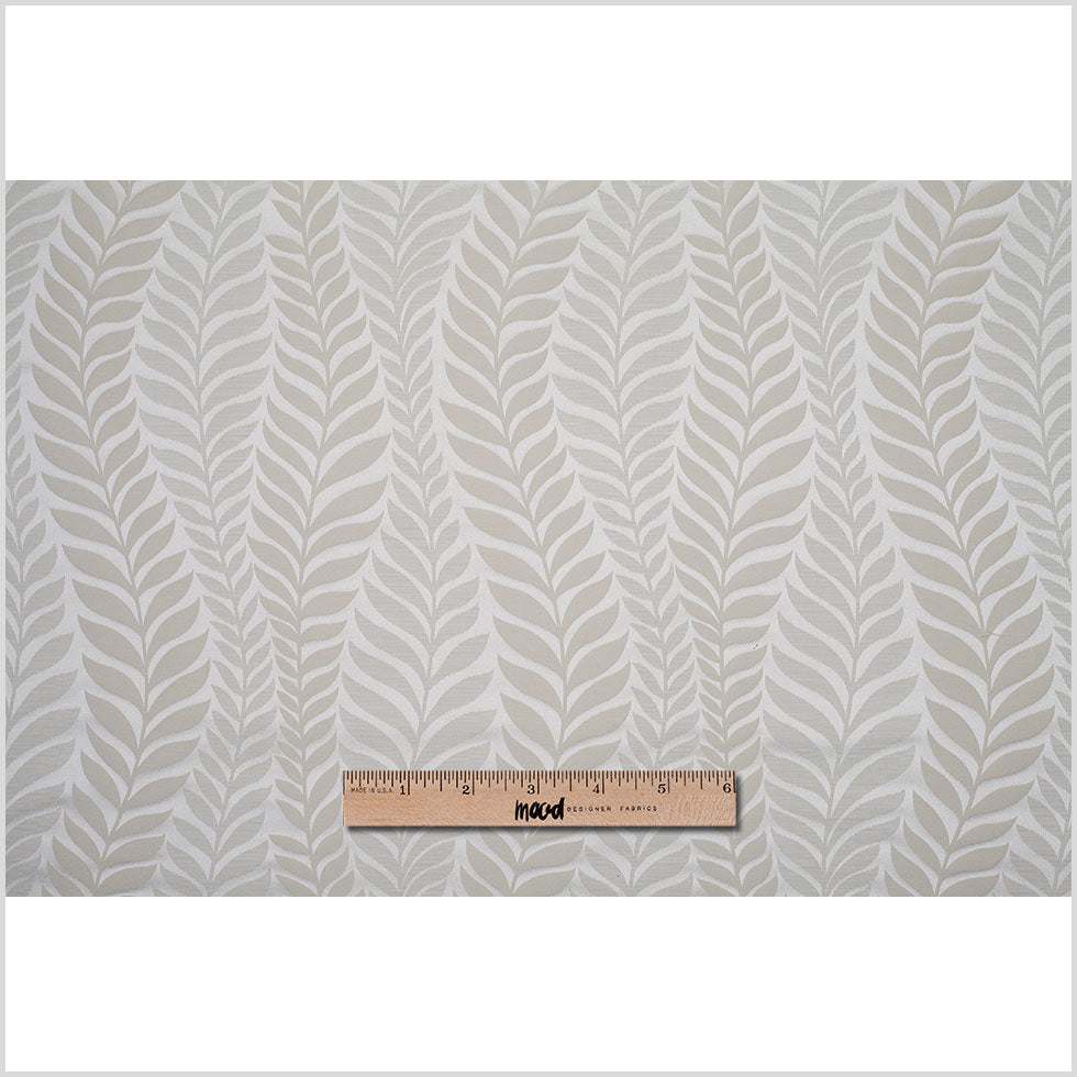 Champagne Tone-on-Tone Leaves Satin Jacquard - Full