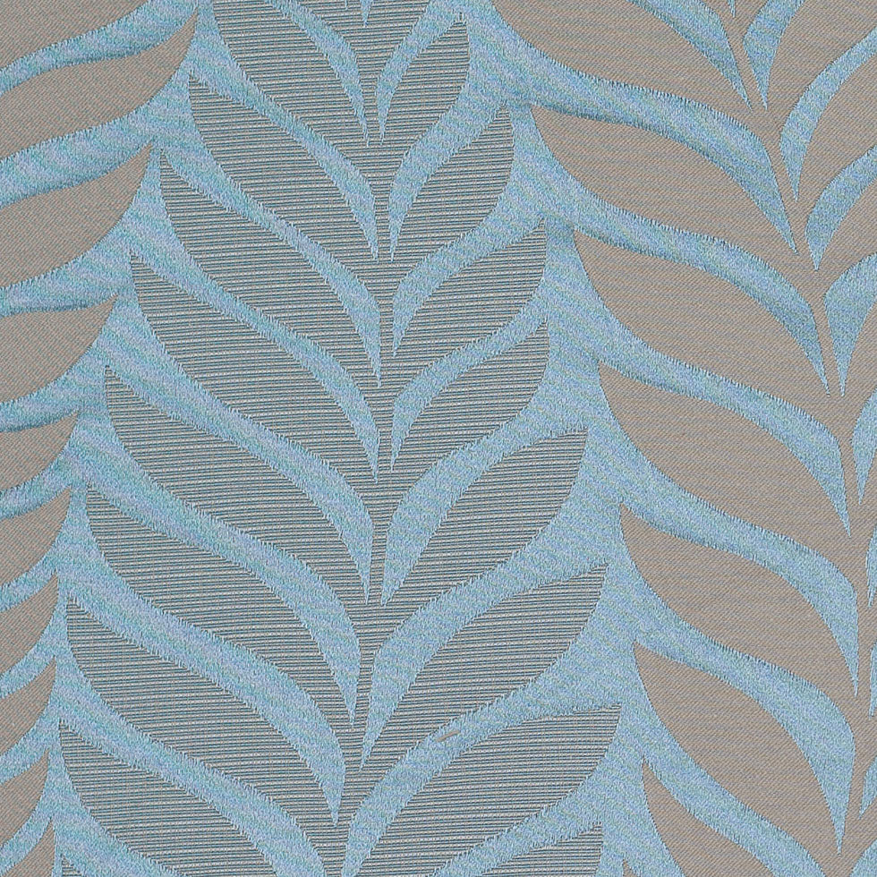 Canal Blue and Taupe Leaves Satin Jacquard Detail