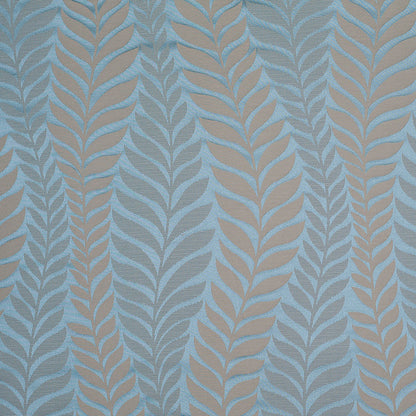Canal Blue and Taupe Leaves Satin Jacquard