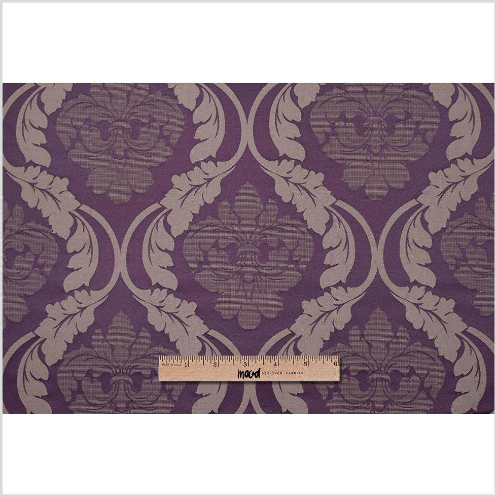Plum Wine Floral Damask-Pattern Satin Jacquard Full