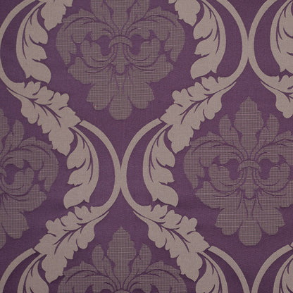 Plum Wine Floral Damask-Pattern Satin Jacquard