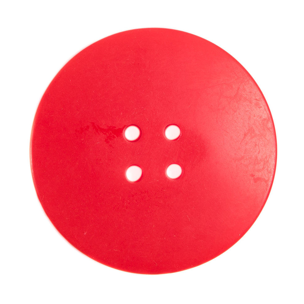 Italian Red Plastic Button - 54L/34mm - Detail