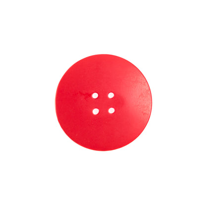 Plastic 4-Hole Button Made in Italy - 28L/18mm - Red and Pink Striations Dish Shaped Detail