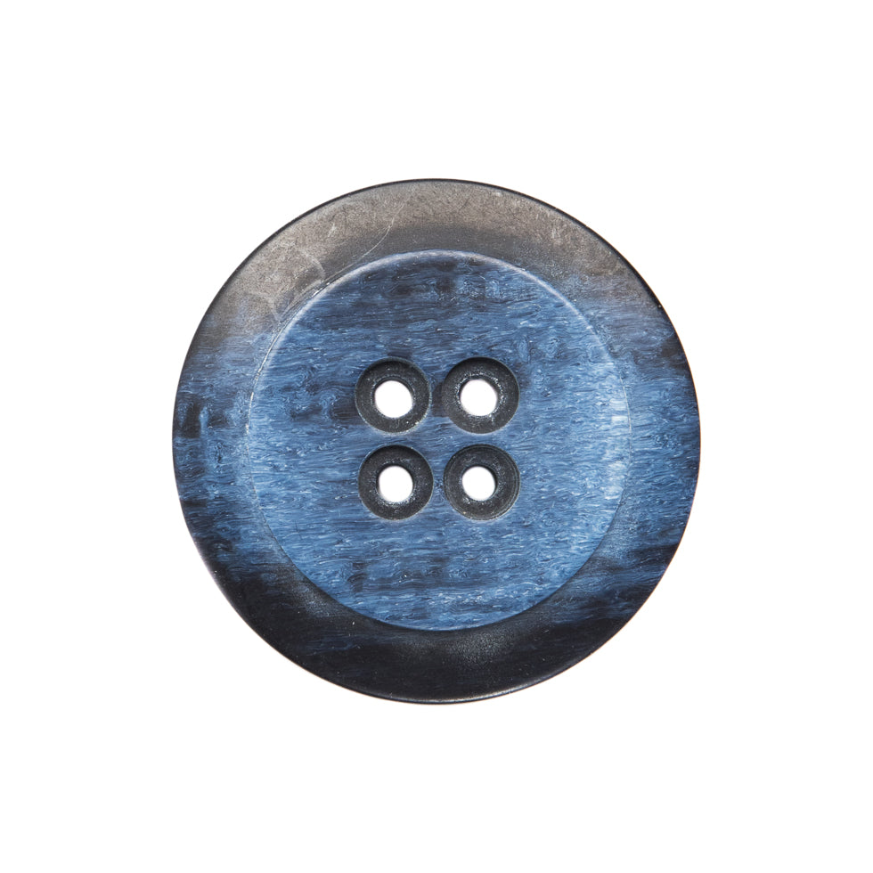 Plastic 4-Hole Button Made in Italy - 36L/23mm - Navy Striations Dish Shaped