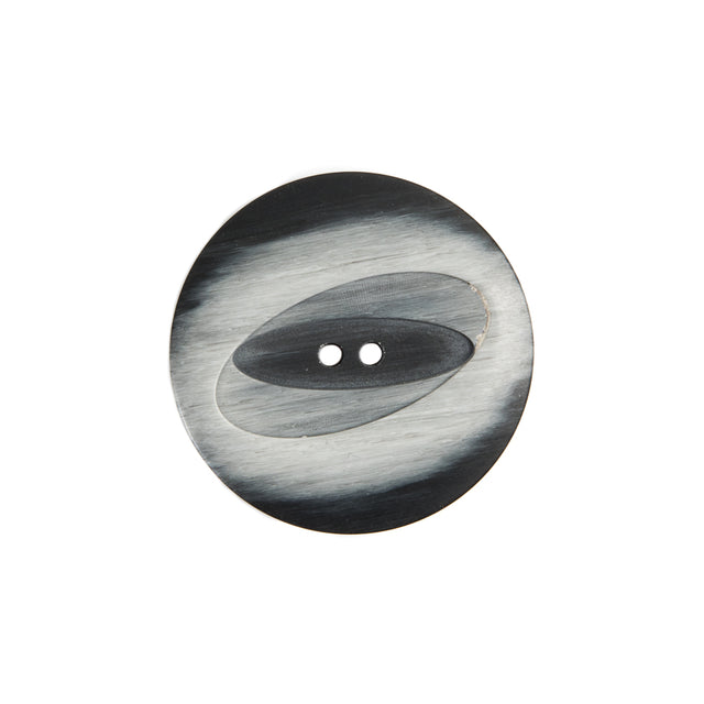 Italian Black/Silver Plastic Button - 36L/23mm