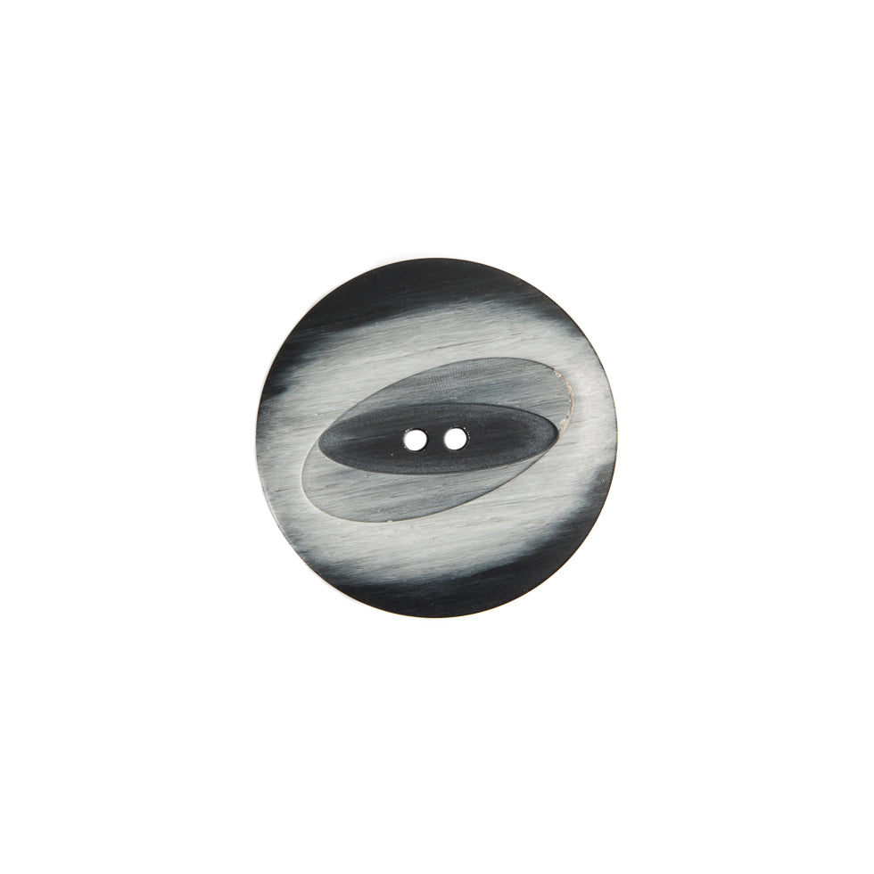 Italian Black/Silver Plastic Button - 28L/18mm