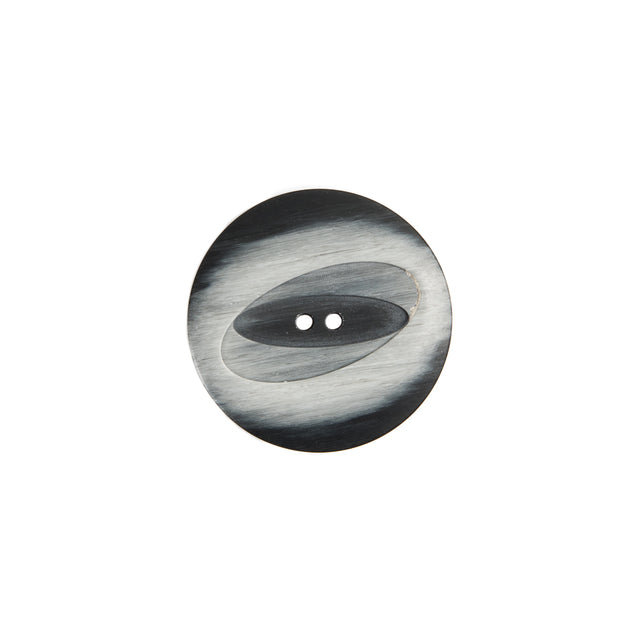 Italian Black/Silver Plastic Button - 28L/18mm