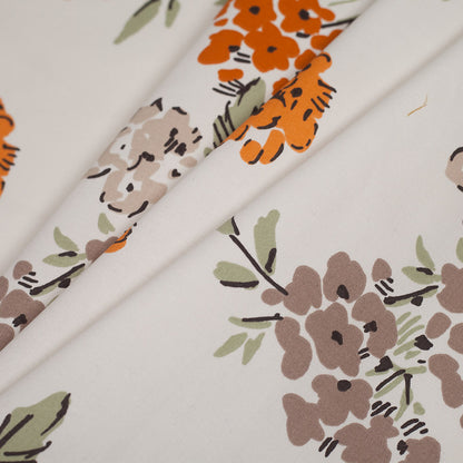 Fawn Illustrated Flowers Cotton Woven Folded