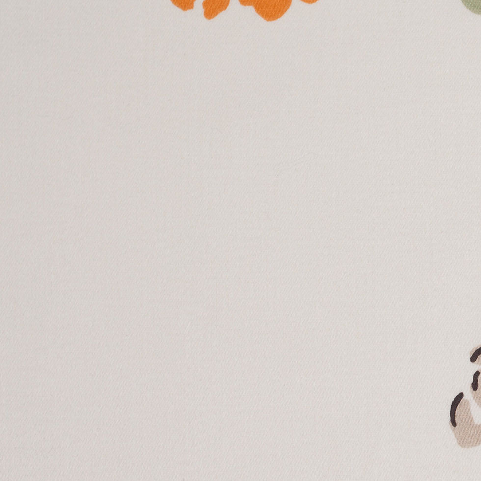 Fawn Illustrated Flowers Cotton Woven Detail