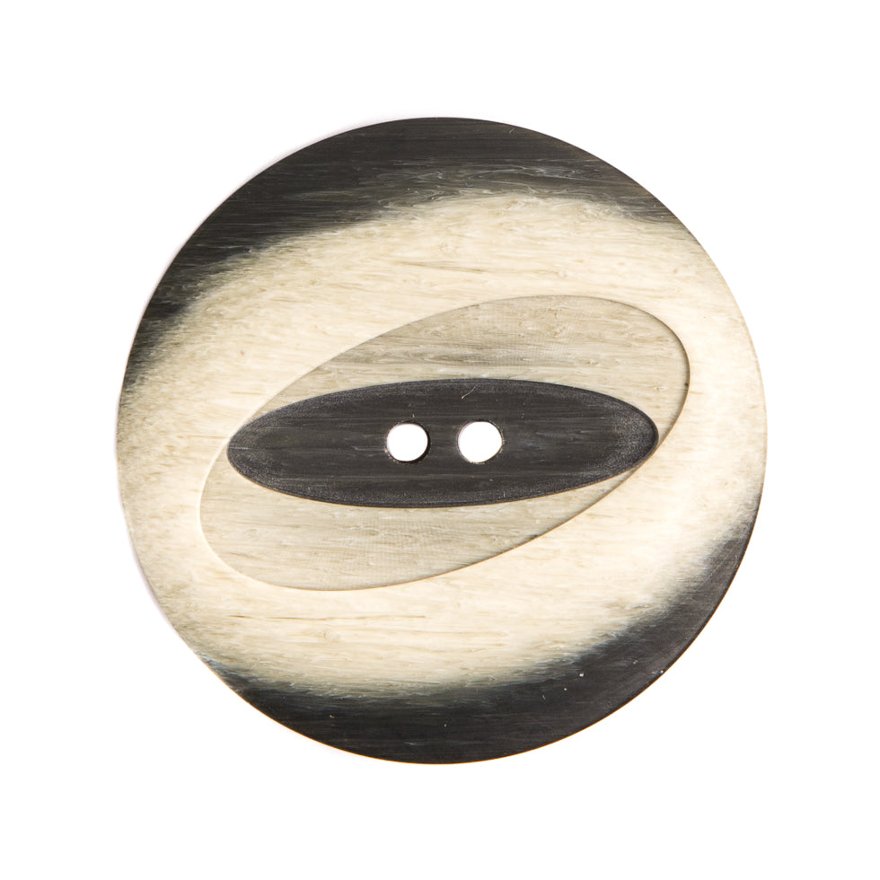 Italian Black/White Plastic Button - 44L/28mm