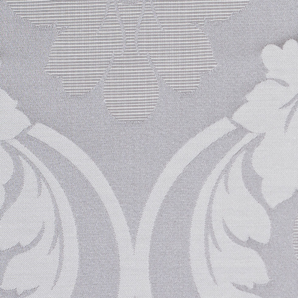 Silver Floral Damask-Pattern Satin Jacquard Detail