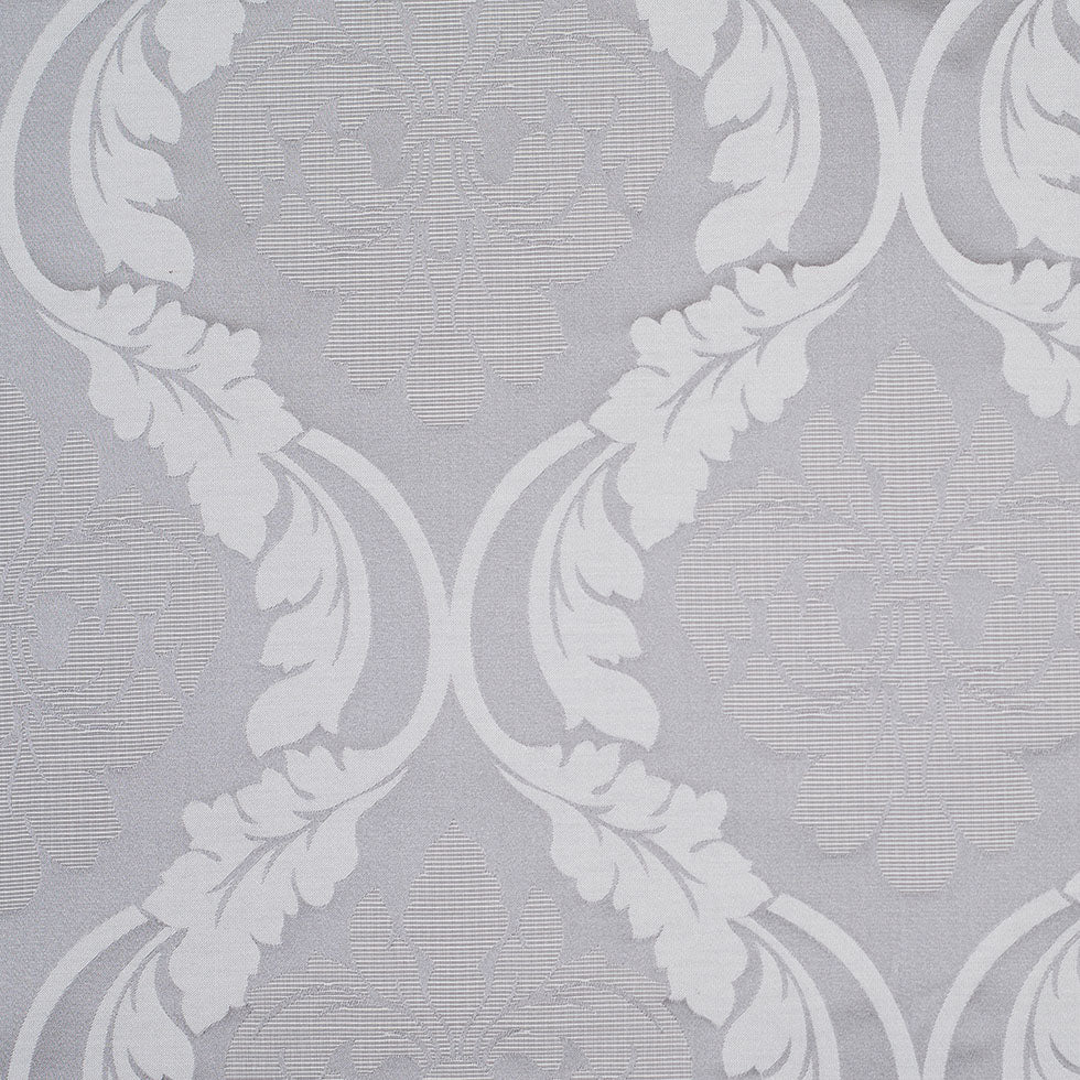 Silver Floral Damask-Pattern Satin Jacquard
