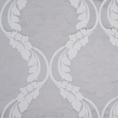 Silver Floral Damask-Pattern Satin Jacquard