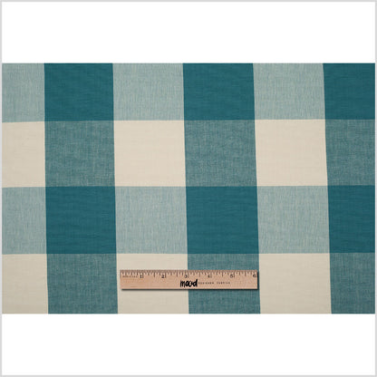 Teal and Cream Buffalo Check Cotton Canvas Full