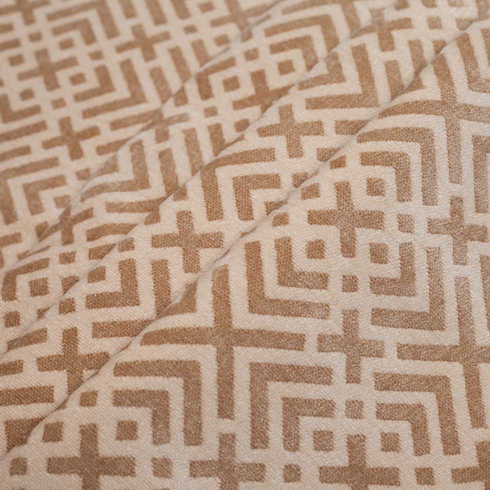 Tannin and Eggnog Geometric Acrylic-Polyester-Viscose Chenille Folded