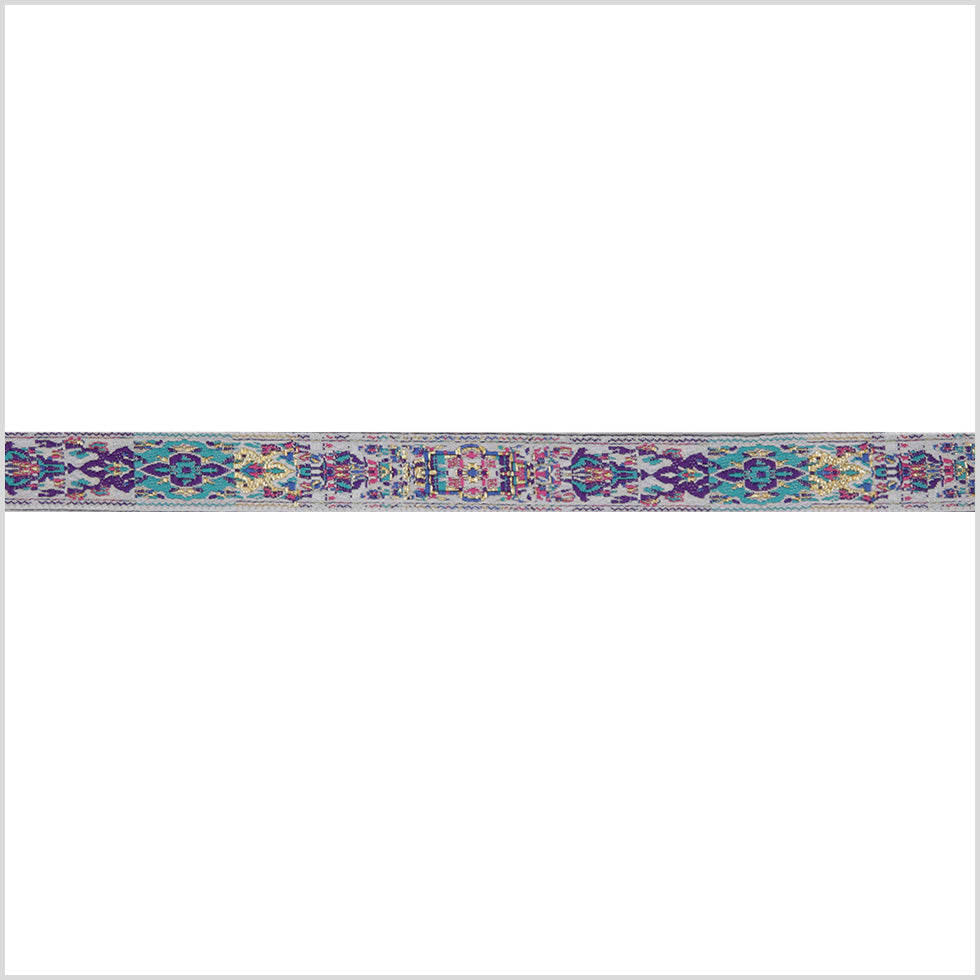 0.625" Metallic Multicolor Floral Jaquard Ribbon