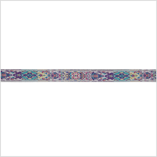 0.625" Metallic Multicolor Floral Jaquard Ribbon