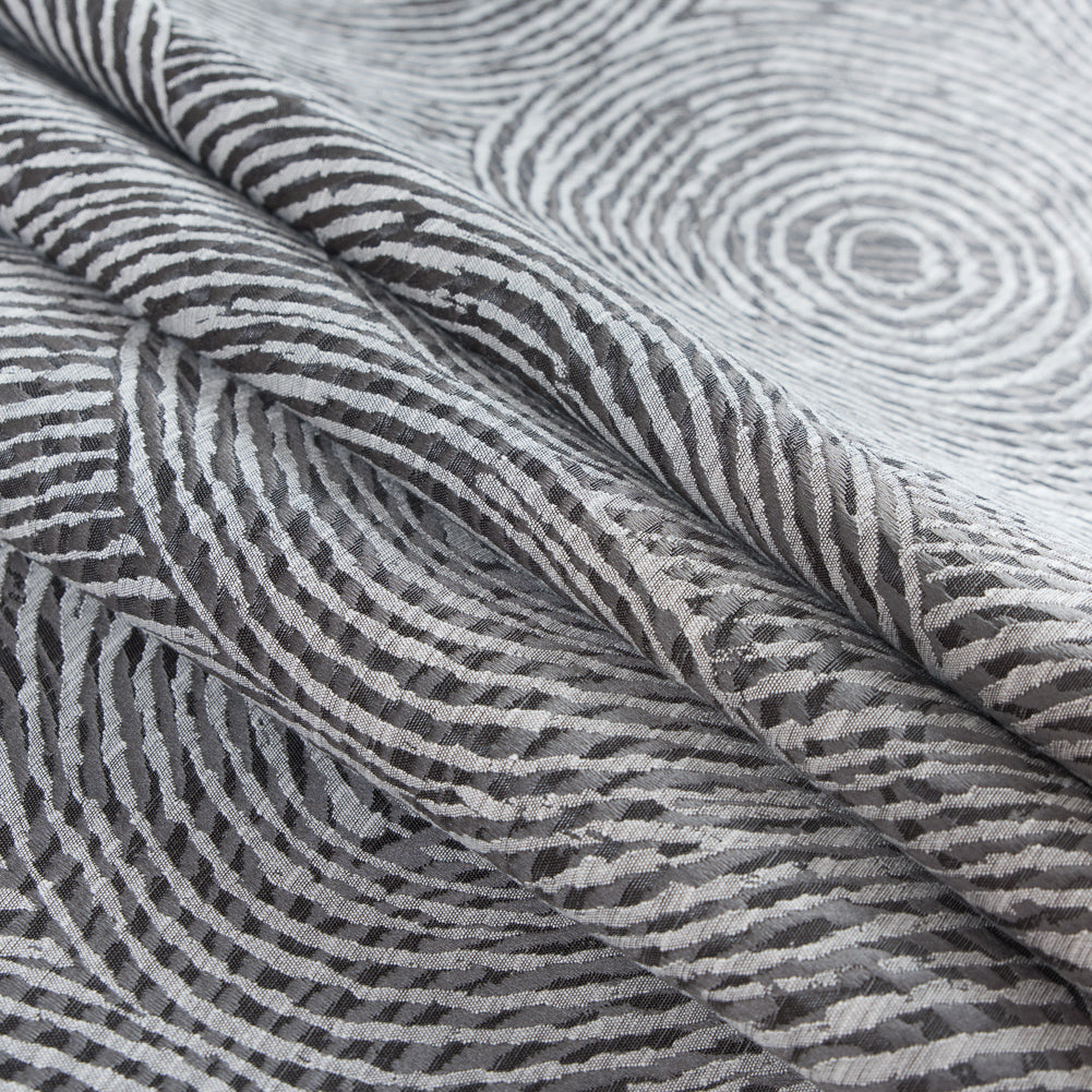 Slate Geometric Swirls on a Cotton and Polyester Woven - Folded