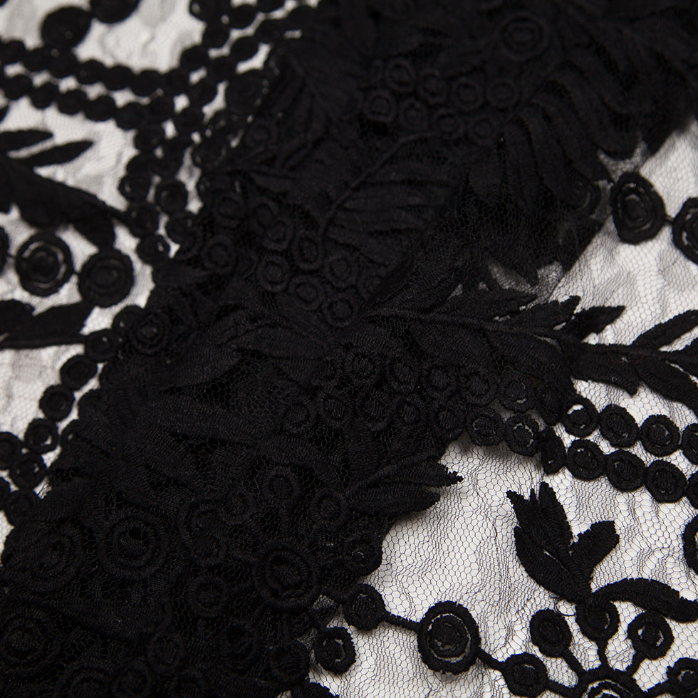 Black Floral Nylon Lace Detail