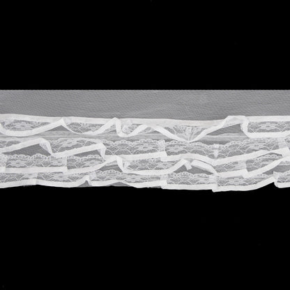 3.5 White Pleated Lace w/ Satin Edge