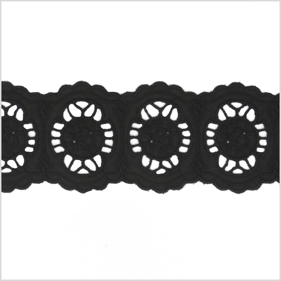 3" Black Cotton Eyelet Trimming