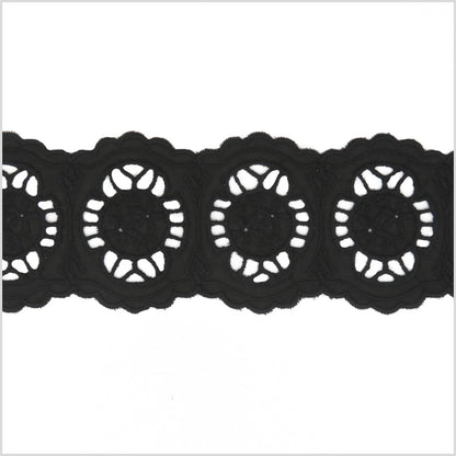3" Black Cotton Eyelet Trimming