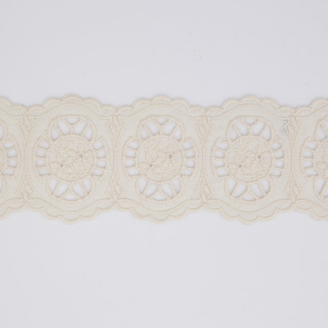 3 Italian Ecru Cotton Eyelet Trim