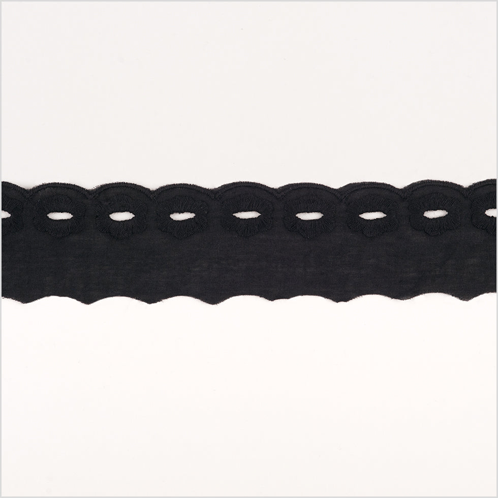 1.5" Black Cotton Eyelet Trimming