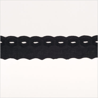1.5" Black Cotton Eyelet Trimming