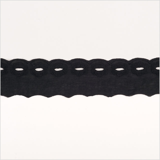 1.5" Black Cotton Eyelet Trimming