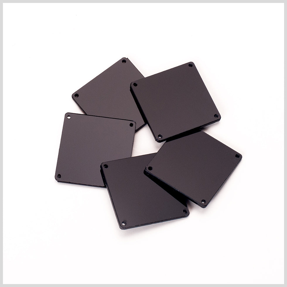 Silver Laminate 4-Hole Square Plastic Button - 40L/25mm - Detail