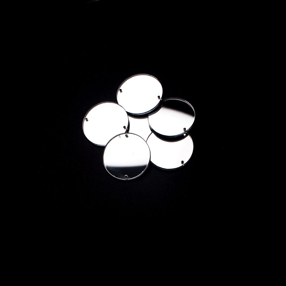 Silver Laminate 2-Hole Round Plastic Mirror - 45L/29mm Detail