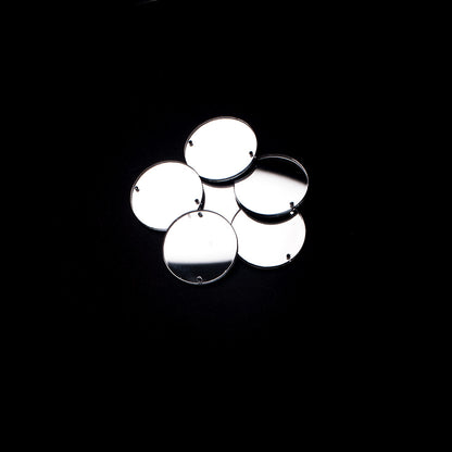 Silver Laminate 2-Hole Round Plastic Mirror - 45L/29mm Detail