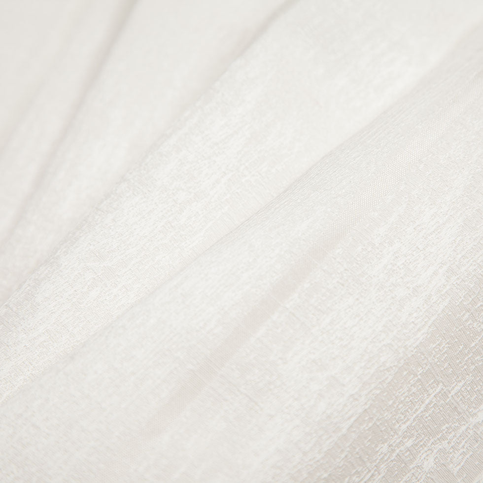 Indian White Striped Polyester-Cotton Brocade Folded