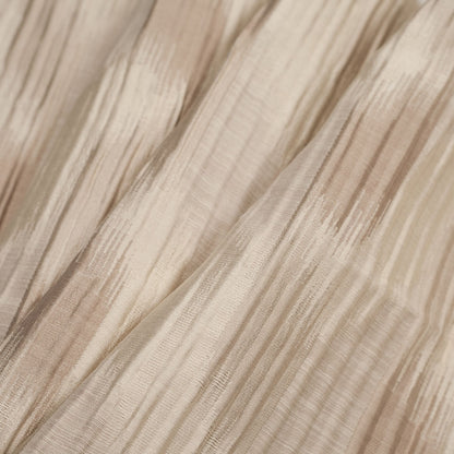 Indian Beige/Ivory Ikat-Like Poly/Cotton Brocade Folded