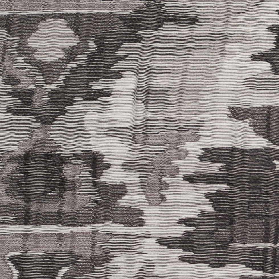 Indian Black/White Ikat-Like Geometric Poly/Cotton Brocade Detail