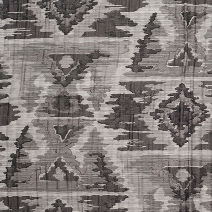 Indian Black/White Ikat-Like Geometric Poly/Cotton Brocade