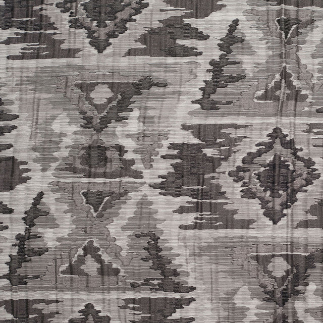 Indian Black/White Ikat-Like Geometric Poly/Cotton Brocade